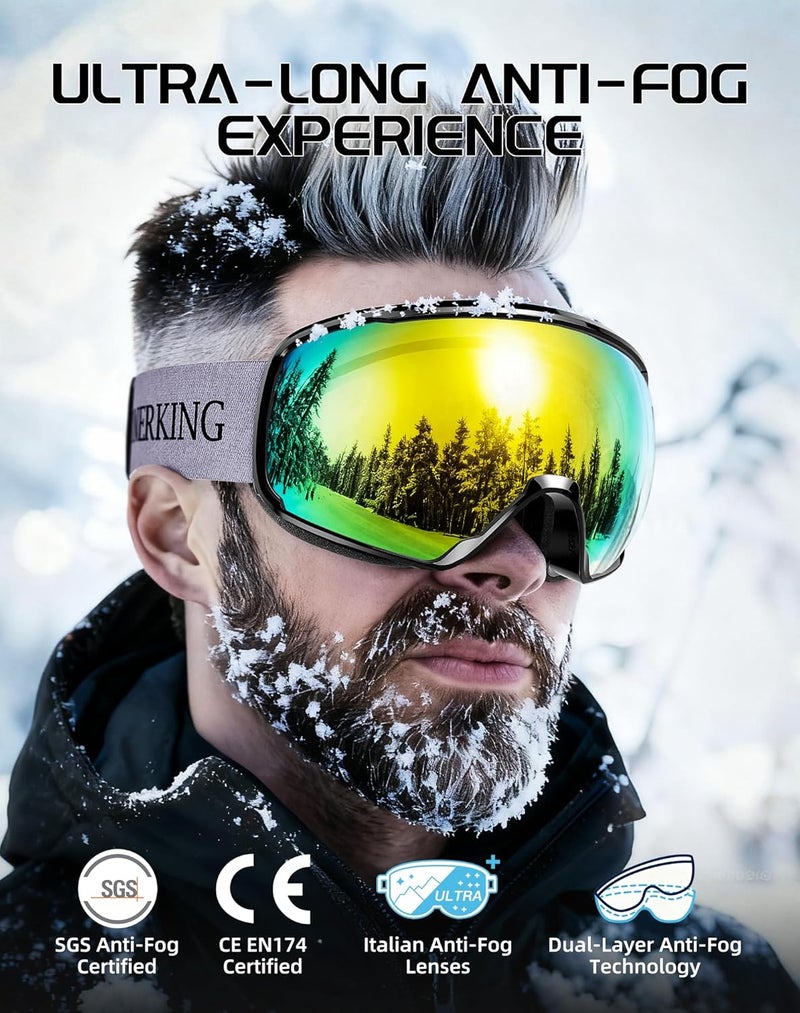 Innerking OTG Ski Goggles SGS Approved, Over Glasses Snow Snowboarding Winter Goggles Anti Fog for Adult, Youth, Men Women - Image 2